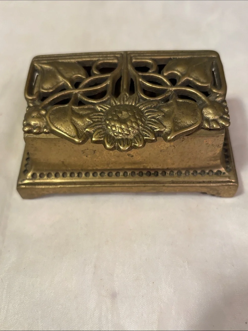 Art Nouveau Style Brass Floral Vintage Stamp Holder
